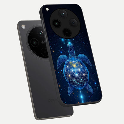  Crimson Blue Turtle phone case For Oppo Find X8 showing premium glass back cover with detailed artwork