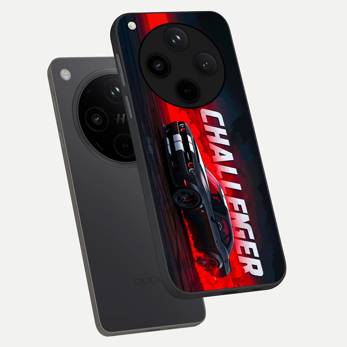  Crimson Challenger Fury phone case For Oppo Find X8 showing premium glass back cover with detailed artwork