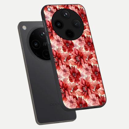  Crimson Love Petals phone case For Oppo Find X8 showing premium glass back cover with detailed artwork