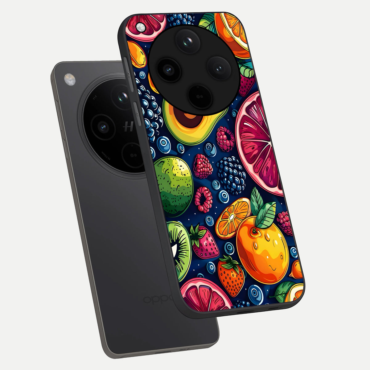  Cute Fruits Art phone case For Oppo Find X8 showing premium glass back cover with detailed artwork