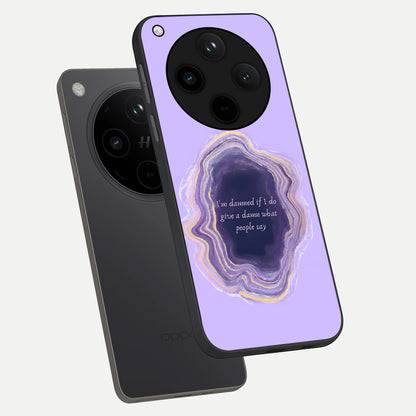  Damned People Quote phone case For Oppo Find X8 showing premium glass back cover with detailed artwork