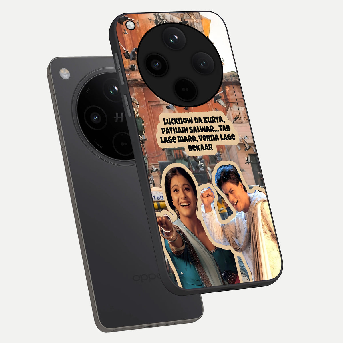  Desi Retro Vibes phone case For Oppo Find X8 showing premium glass back cover with detailed artwork
