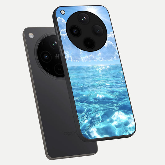  Endless Ocean Horizon phone case For Oppo Find X8 showing premium glass back cover with detailed artwork