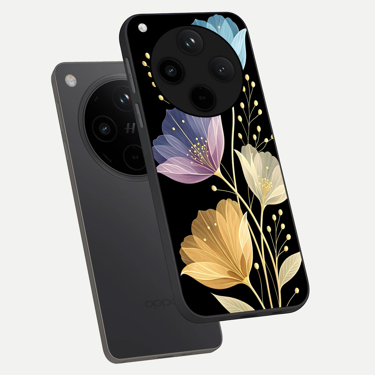  Flower Bloom Glow phone case For Oppo Find X8 showing premium glass back cover with detailed artwork