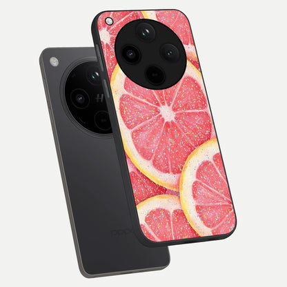  Glitter Grapefruit phone case For Oppo Find X8 showing premium glass back cover with detailed artwork