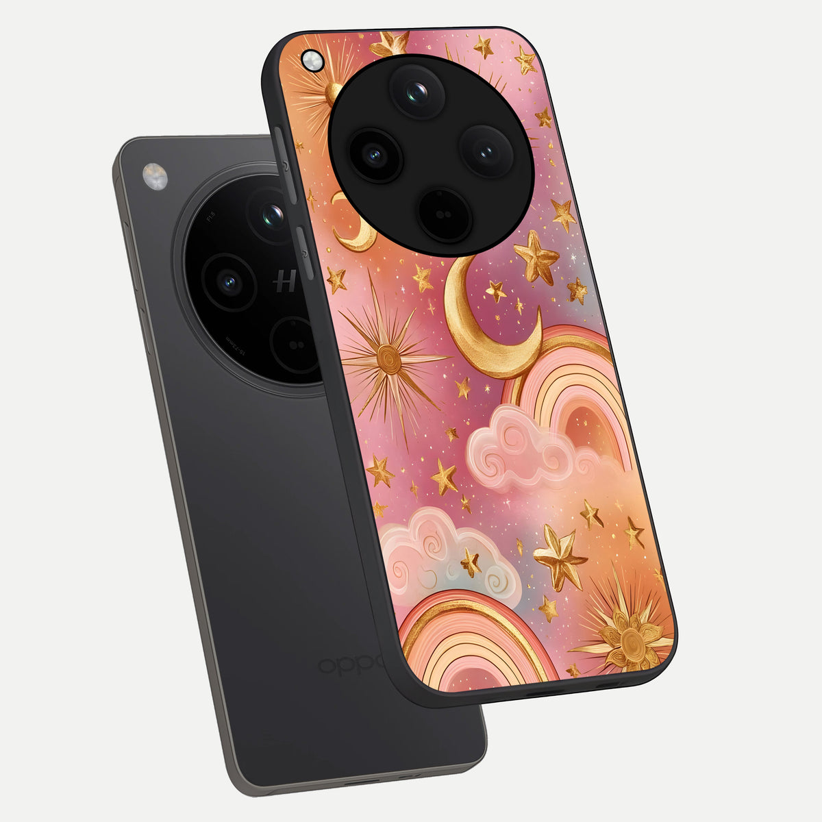  Golden Celestial Dreams phone case For Oppo Find X8 showing premium glass back cover with detailed artwork