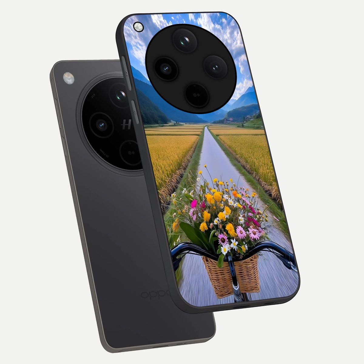  Golden Field Journey phone case For Oppo Find X8 showing premium glass back cover with detailed artwork