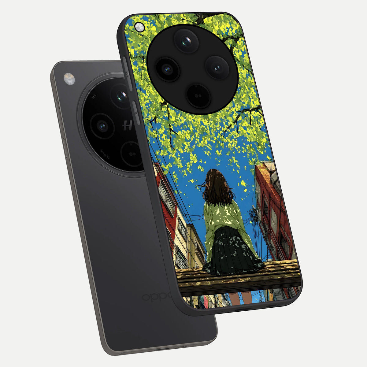  Golden Leaves Glow phone case For Oppo Find X8 showing premium glass back cover with detailed artwork