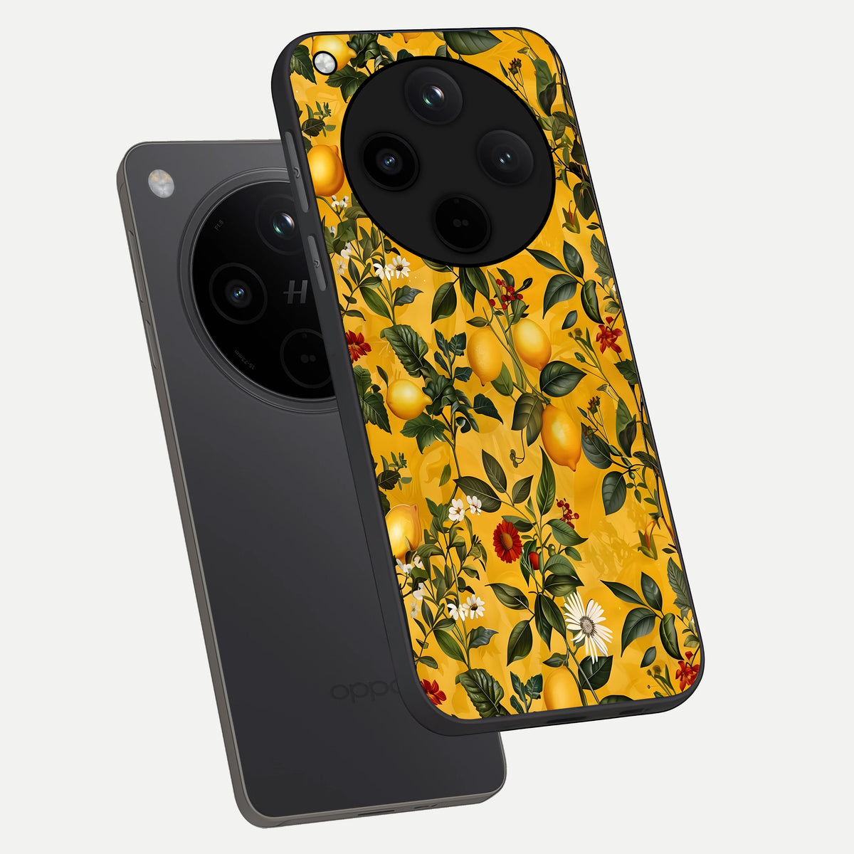  Golden Lemon Field phone case For Oppo Find X8 showing premium glass back cover with detailed artwork