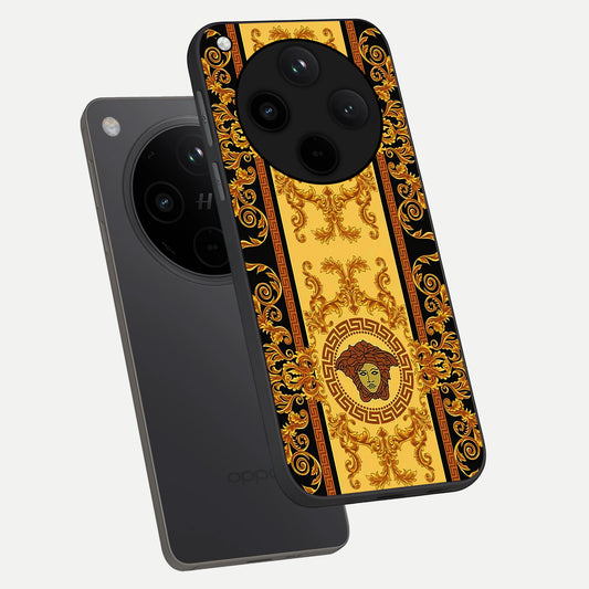  Golden Royal Heritage phone case For Oppo Find X8 showing premium glass back cover with detailed artwork