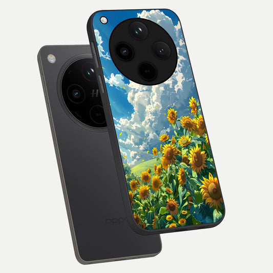  Golden Sun Glory phone case For Oppo Find X8 showing premium glass back cover with detailed artwork