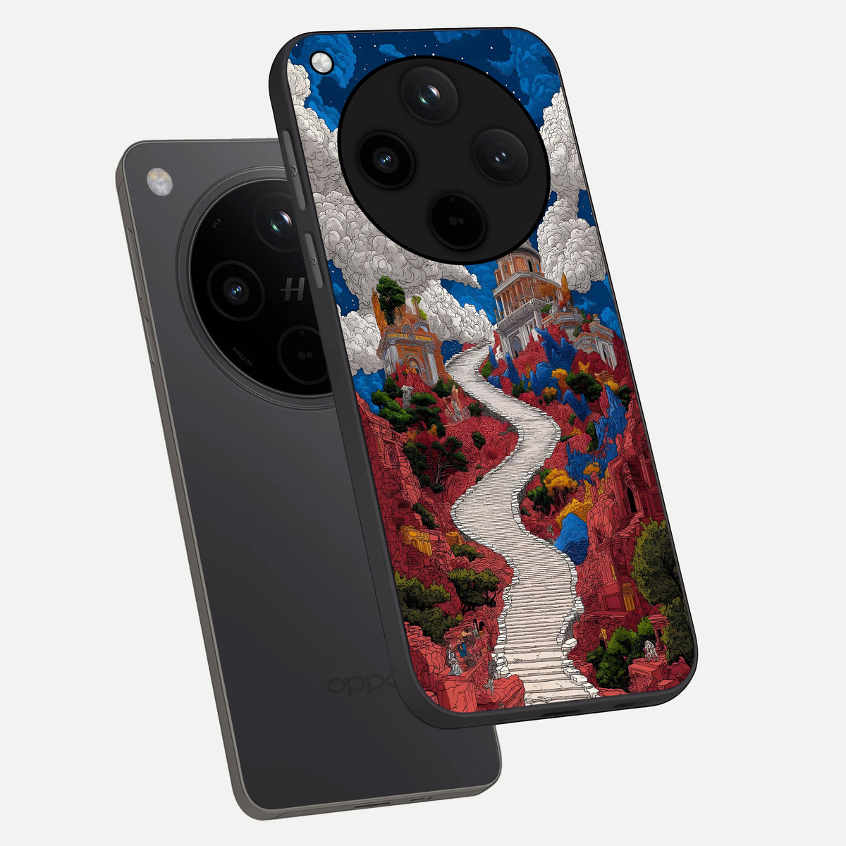  Heavenly Moon Path phone case For Oppo Find X8 showing premium glass back cover with detailed artwork