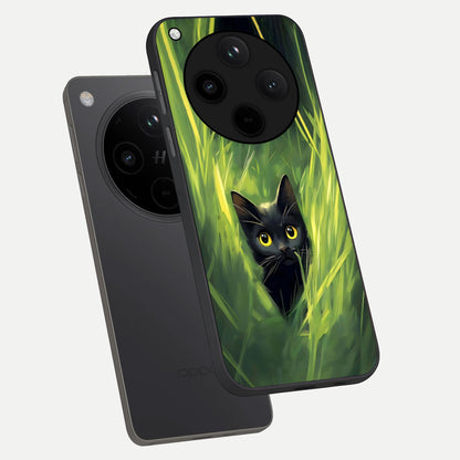  Hidden Cat Whisper phone case For Oppo Find X8 showing premium glass back cover with detailed artwork