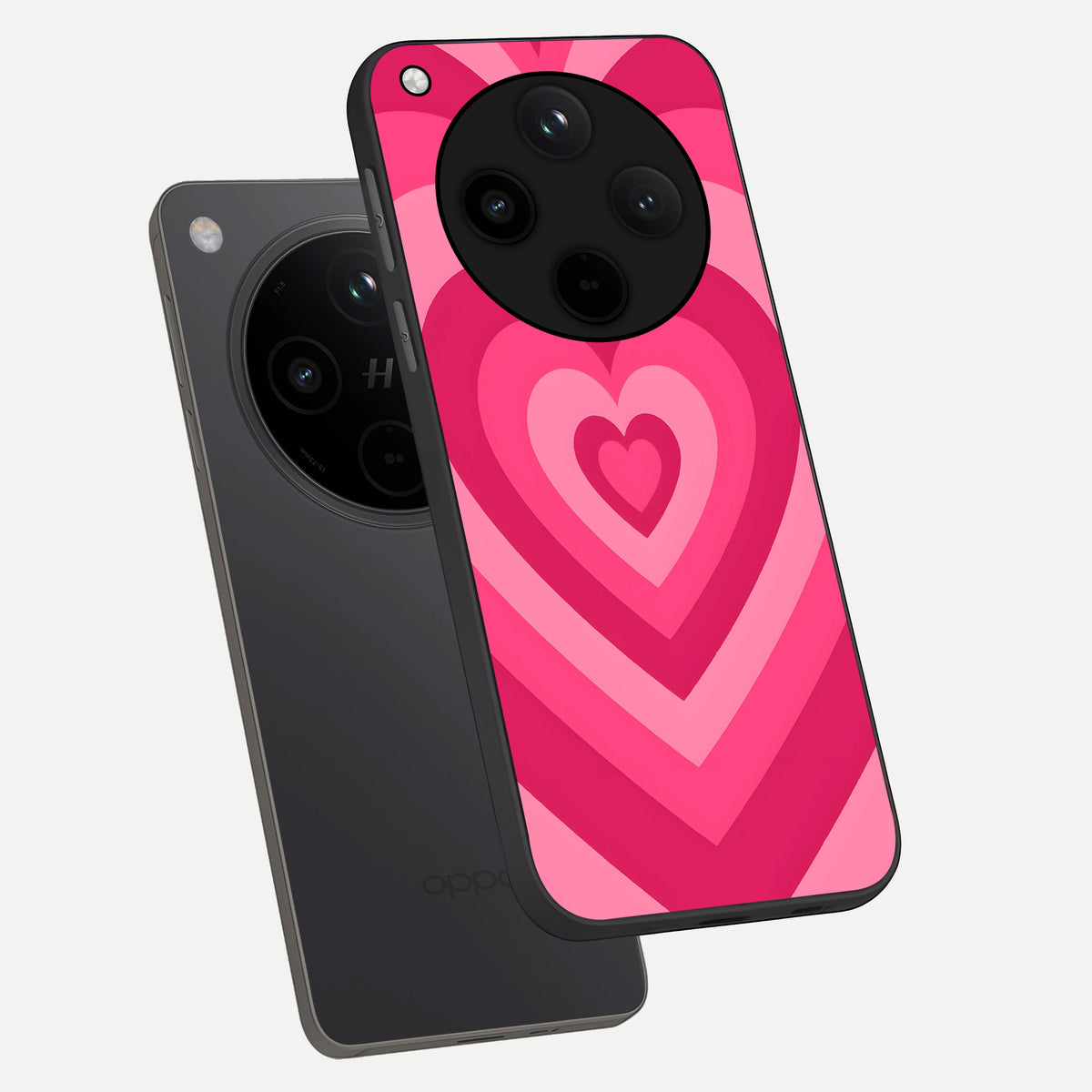  Layered Love Hearts phone case For Oppo Find X8 showing premium glass back cover with detailed artwork