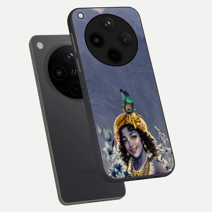  Lord Krishna phone case For Oppo Find X8 showing premium glass back cover with detailed artwork