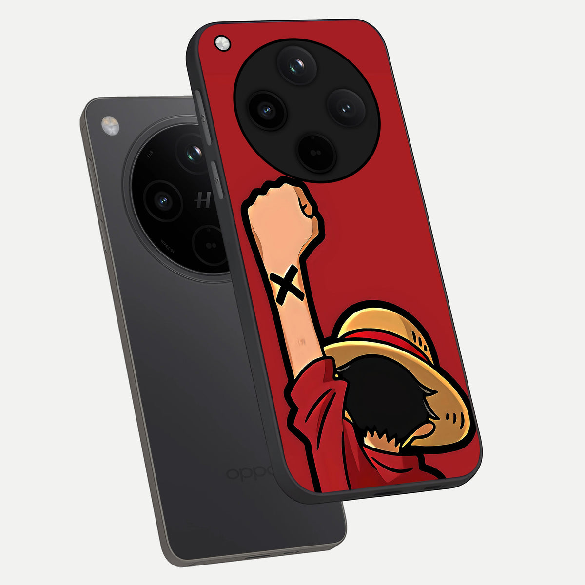  Luffy X Spirit phone case For Oppo Find X8 showing premium glass back cover with detailed artwork