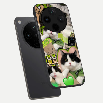  Matcha Cats Mood phone case For Oppo Find X8 showing premium glass back cover with detailed artwork