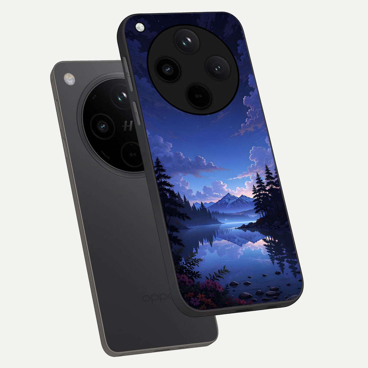  Midnight Lake Peace phone case For Oppo Find X8 showing premium glass back cover with detailed artwork