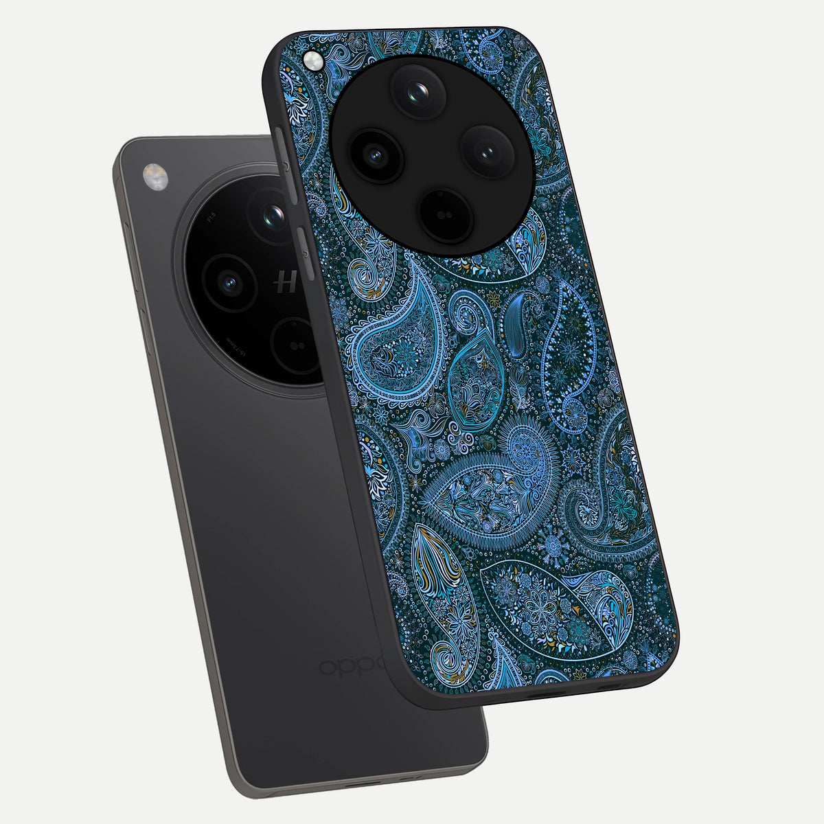  Midnight Paisley Glow phone case For Oppo Find X8 showing premium glass back cover with detailed artwork