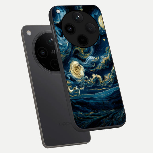  Midnight Sky Whirl phone case For Oppo Find X8 showing premium glass back cover with detailed artwork