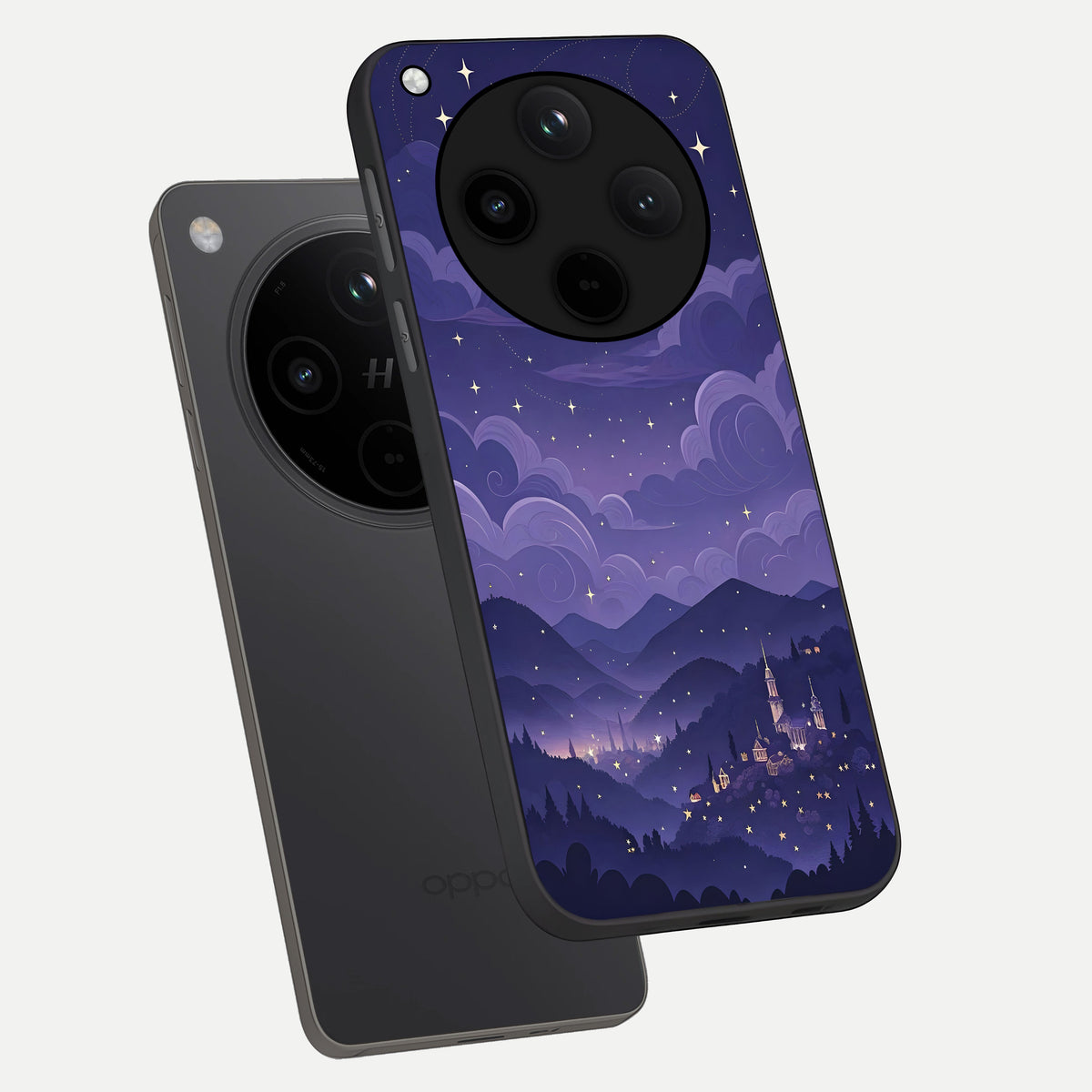  Minimal Night View phone case For Oppo Find X8 showing premium glass back cover with detailed artwork