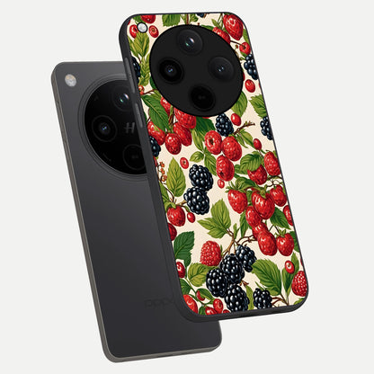  Mixed Berry Collage phone case For Oppo Find X8 showing premium glass back cover with detailed artwork