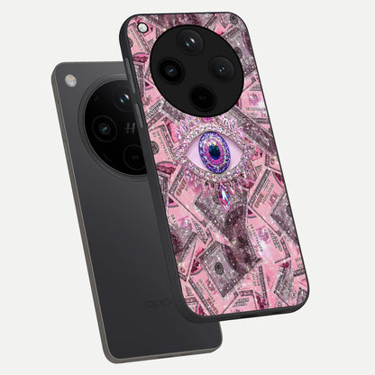  Money Eye Luxe phone case For Oppo Find X8 showing premium glass back cover with detailed artwork