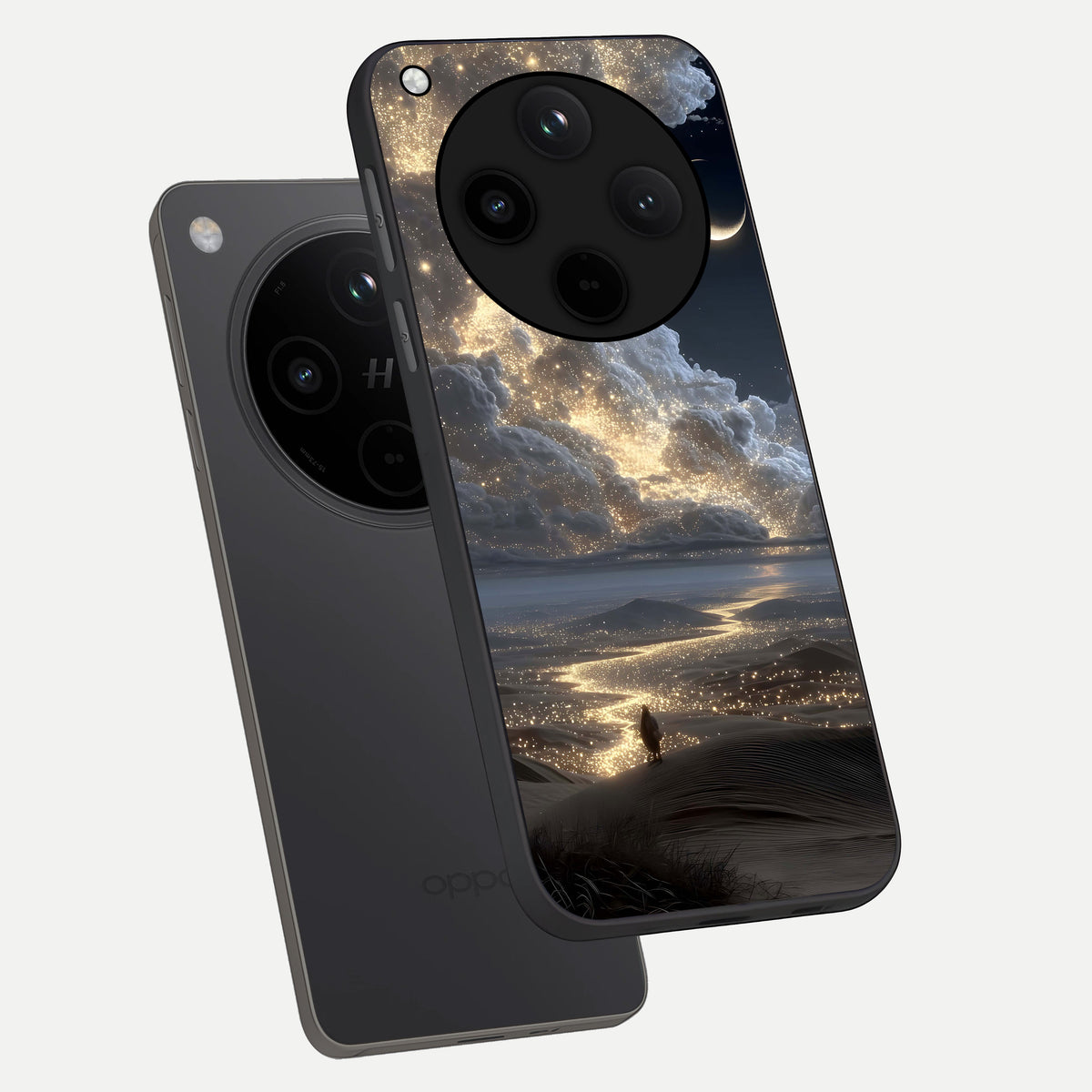  Moonlight Spark Path phone case For Oppo Find X8 showing premium glass back cover with detailed artwork