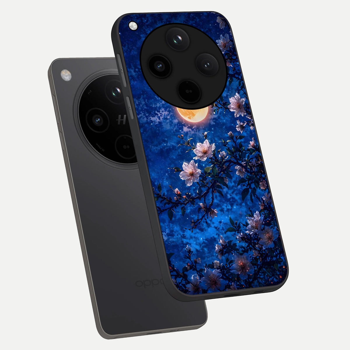  Moonlit Blossoms Night phone case For Oppo Find X8 showing premium glass back cover with detailed artwork