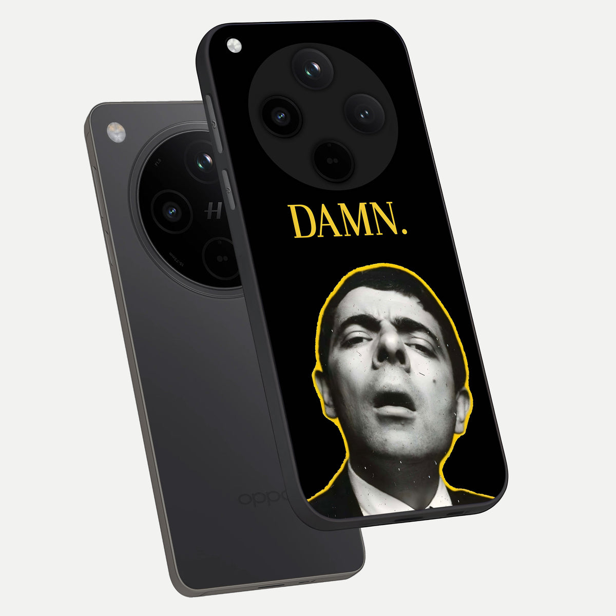  Mr Bean Damn phone case For Oppo Find X8 showing premium glass back cover with detailed artwork