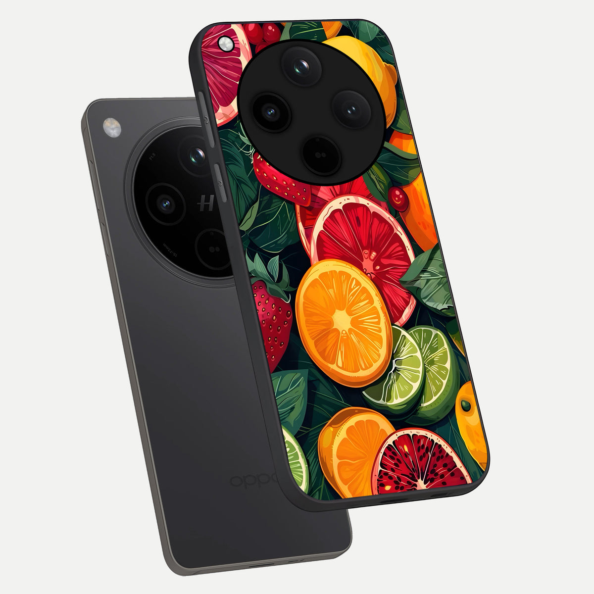  Multiple Fruits phone case For Oppo Find X8 showing premium glass back cover with detailed artwork