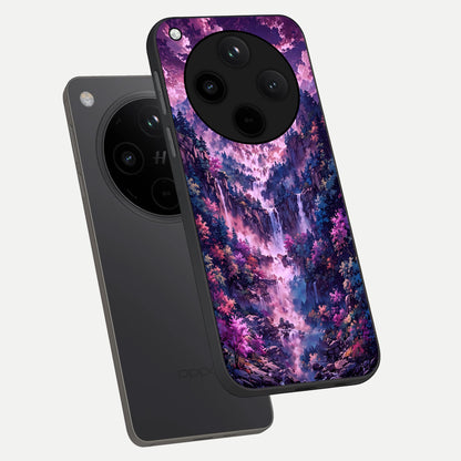  Mystic Cascade Peaks phone case For Oppo Find X8 showing premium glass back cover with detailed artwork