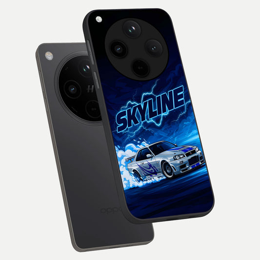  Neon Drift Beast phone case For Oppo Find X8 showing premium glass back cover with detailed artwork