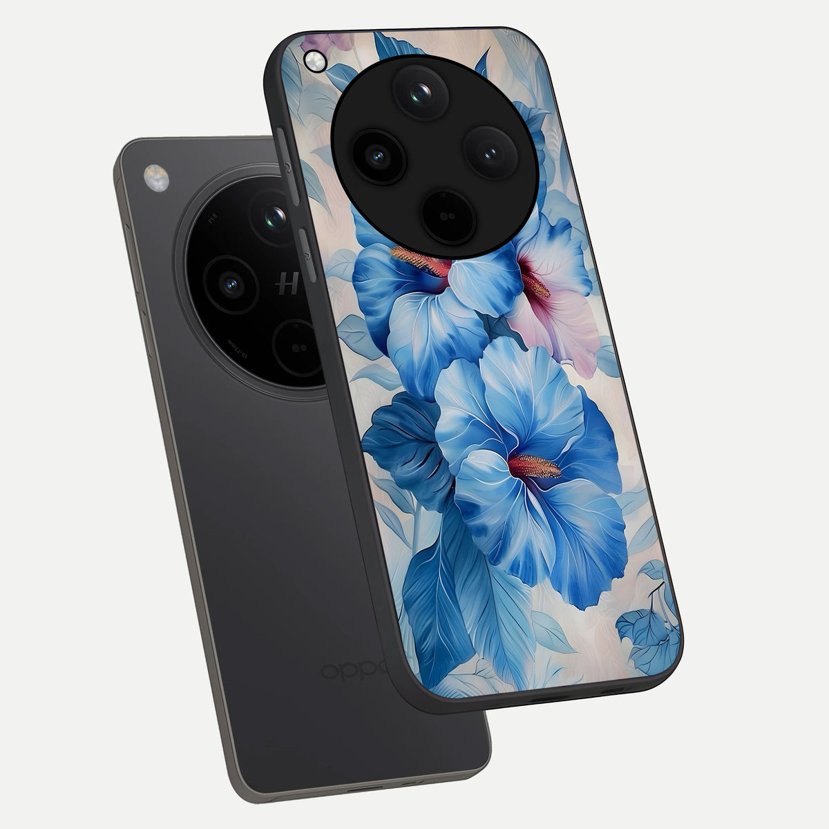  Ocean Hibiscus Grace phone case For Oppo Find X8 showing premium glass back cover with detailed artwork