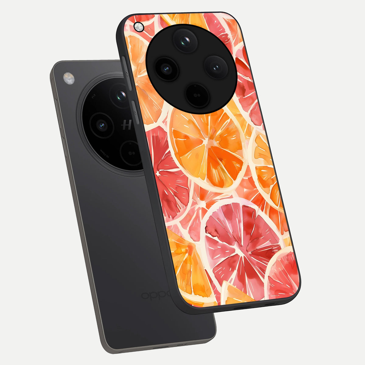  Orange Fruits Pattern phone case For Oppo Find X8 showing premium glass back cover with detailed artwork
