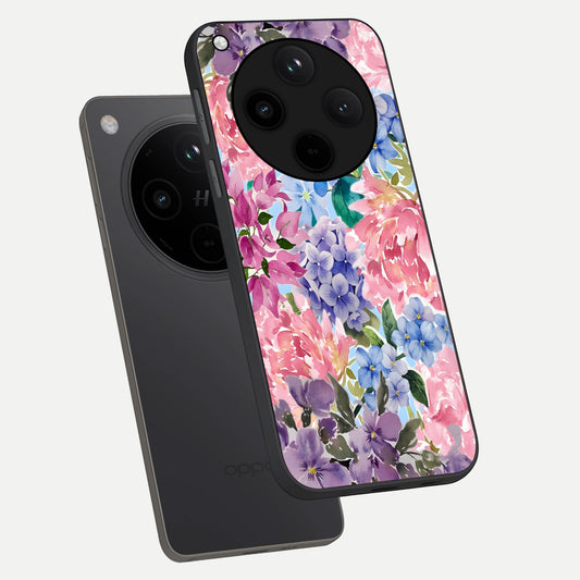  Pastel Floral Mix phone case For Oppo Find X8 showing premium glass back cover with detailed artwork