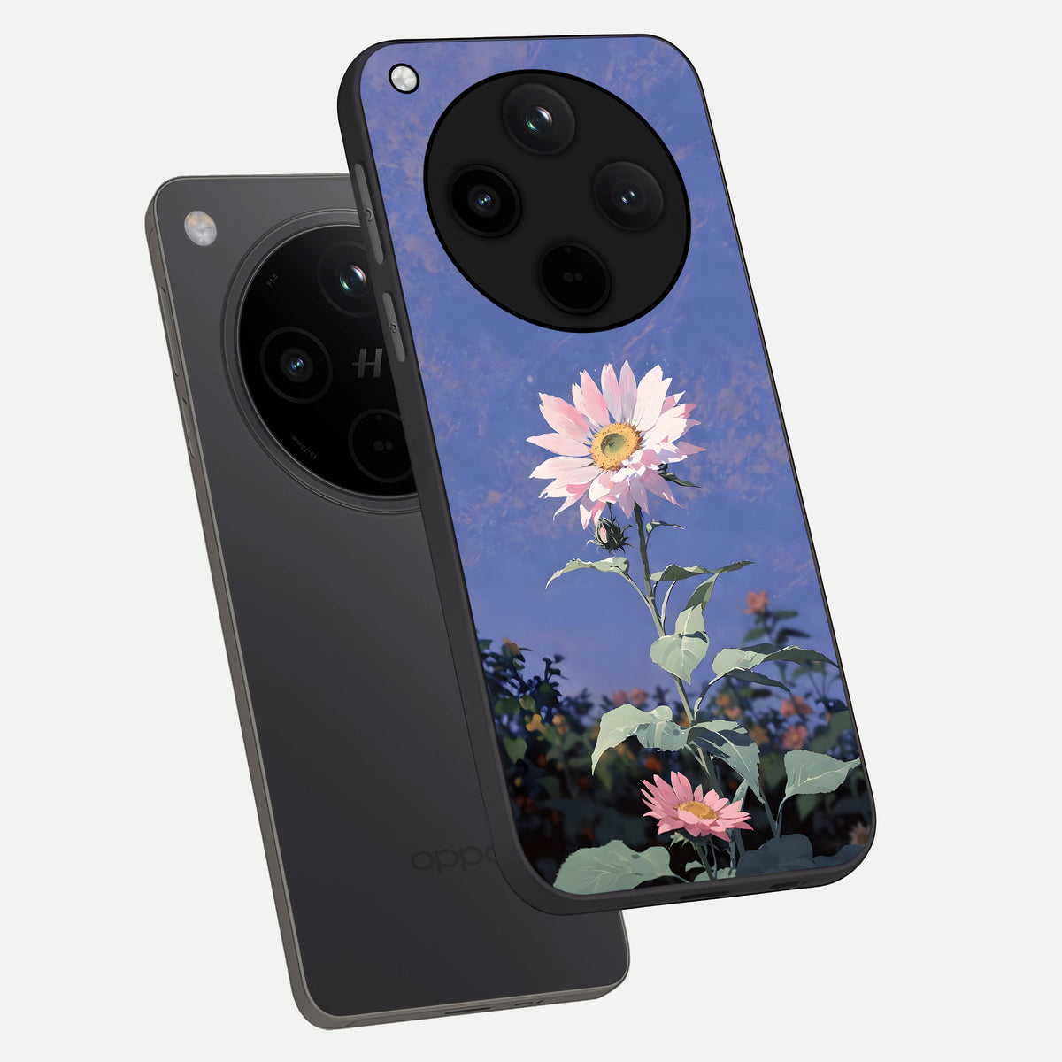  Pink Shells Outline phone case For Oppo Find X8 showing premium glass back cover with detailed artwork