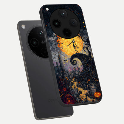  Pumpkin Moon Night phone case For Oppo Find X8 showing premium glass back cover with detailed artwork