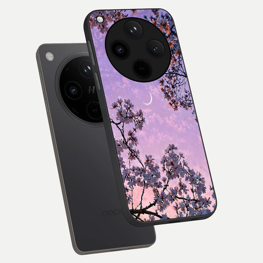  Purple Serenity Moon phone case For Oppo Find X8 showing premium glass back cover with detailed artwork