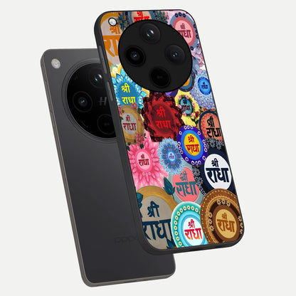 Radha Divine Bloom phone case For Oppo Find X8 showing premium glass back cover with detailed artwork