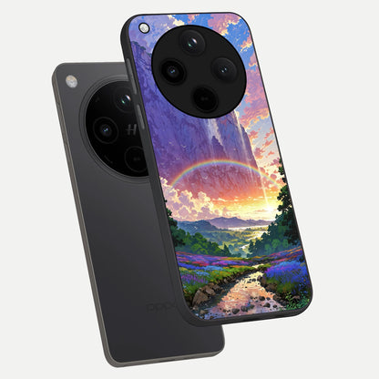 Rainbow Valley Dream phone case For Oppo Find X8 showing premium glass back cover with detailed artwork