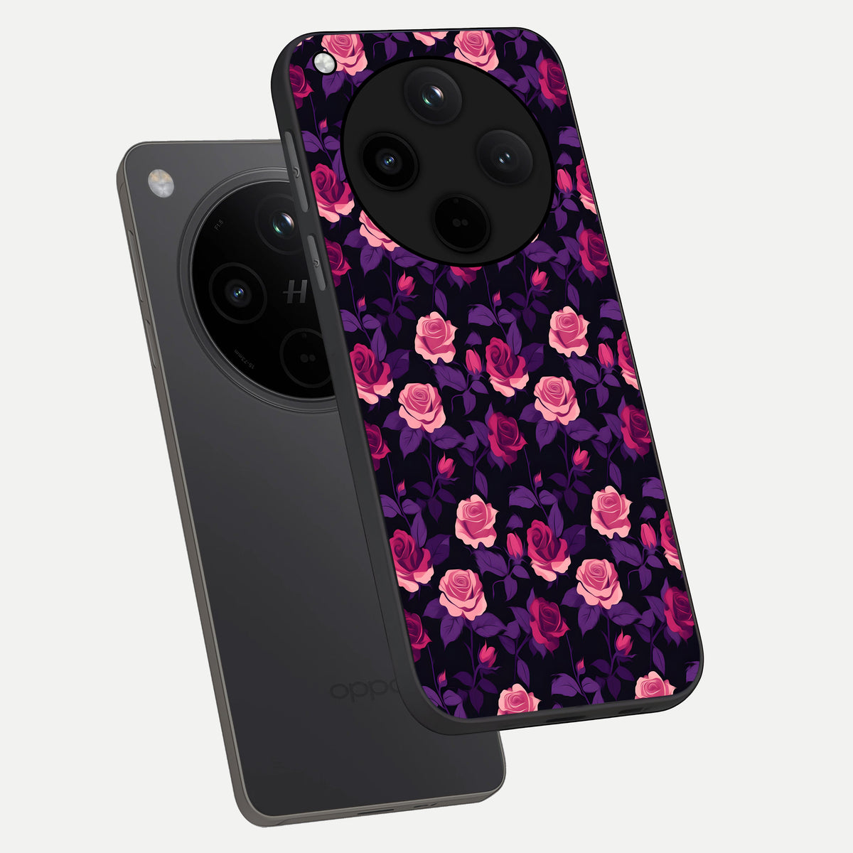  Rose Garden Twilight phone case For Oppo Find X8 showing premium glass back cover with detailed artwork