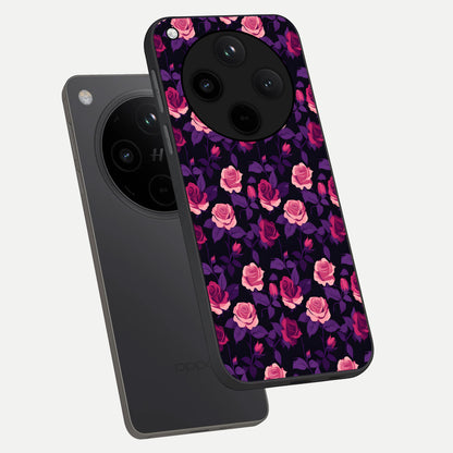  Rose Garden Twilight phone case For Oppo Find X8 showing premium glass back cover with detailed artwork