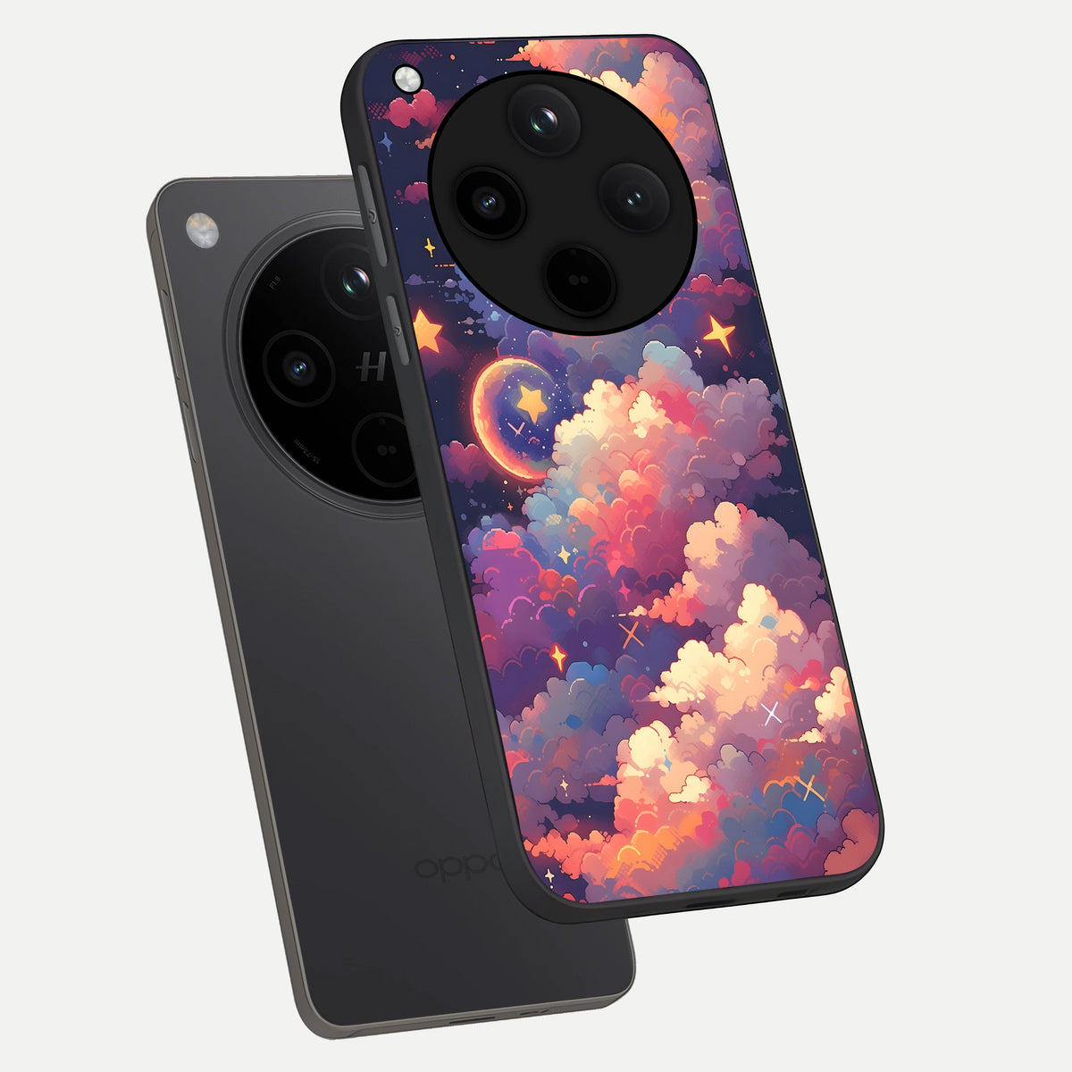  Starlit Dream Clouds phone case For Oppo Find X8 showing premium glass back cover with detailed artwork