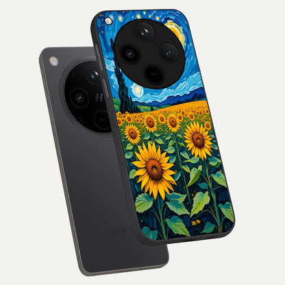  Starry Sunflower Dreams phone case For Oppo Find X8 showing premium glass back cover with detailed artwork
