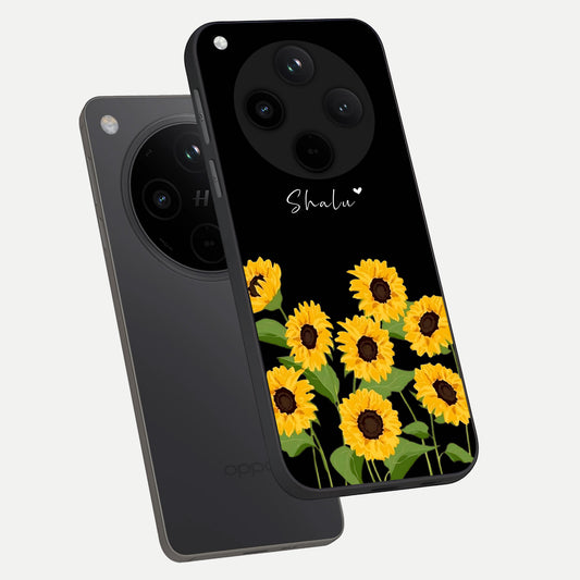  Sunflower Sky Bloom phone case For Oppo Find X8 showing premium glass back cover with detailed artwork