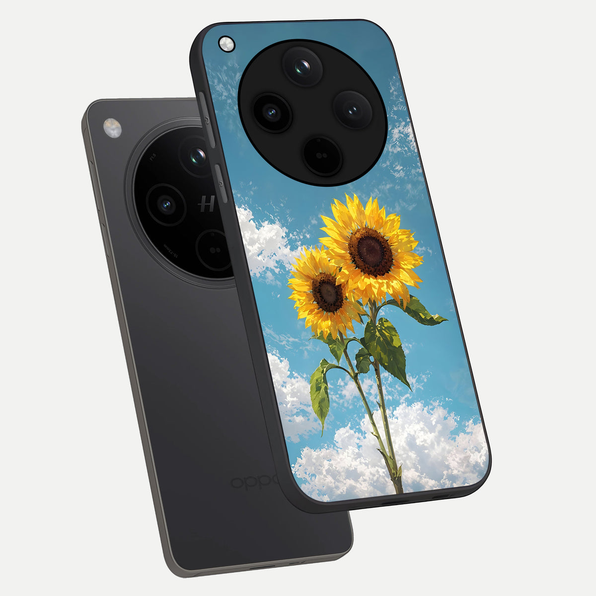  Sunlit Daisy Glow phone case For Oppo Find X8 showing premium glass back cover with detailed artwork
