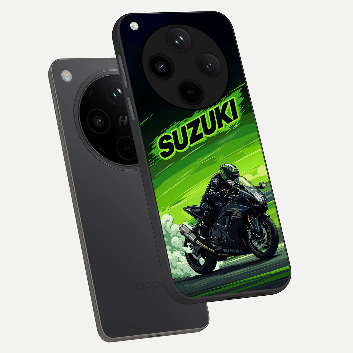  Suzuki Speed Beast phone case For Oppo Find X8 showing premium glass back cover with detailed artwork