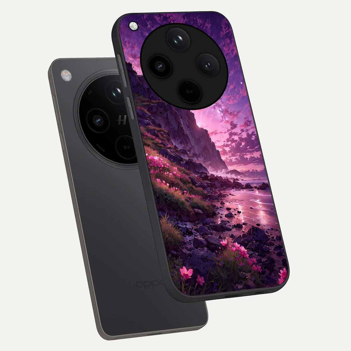  Twilight Blossom Coast phone case For Oppo Find X8 showing premium glass back cover with detailed artwork