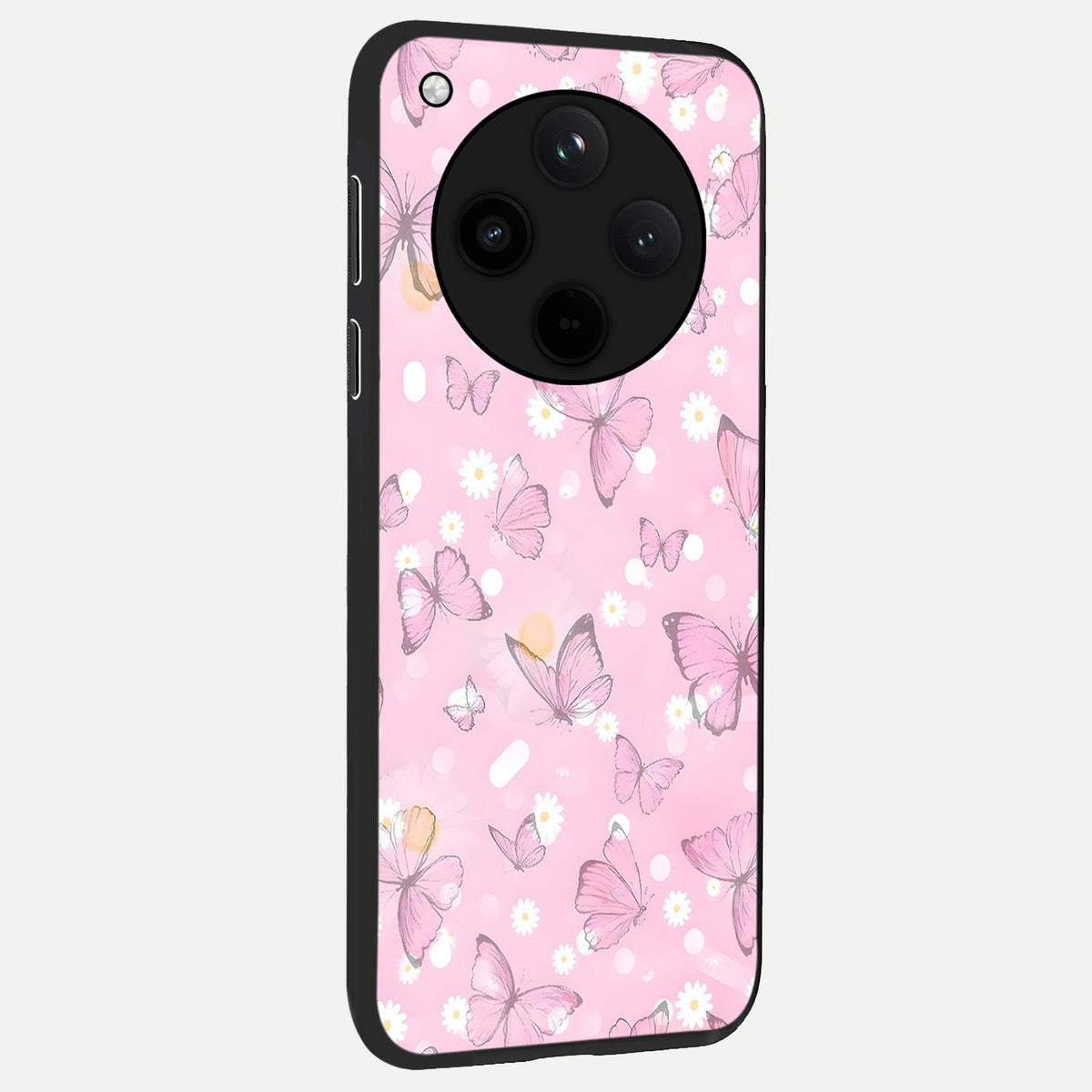  Blush Butterfly Garden back cover For Oppo Find X8 slim fit glass case with vibrant aesthetic design